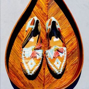 ARTESANIAS RAGUER Mexico Woven LEATHER SHOES 5 / 6